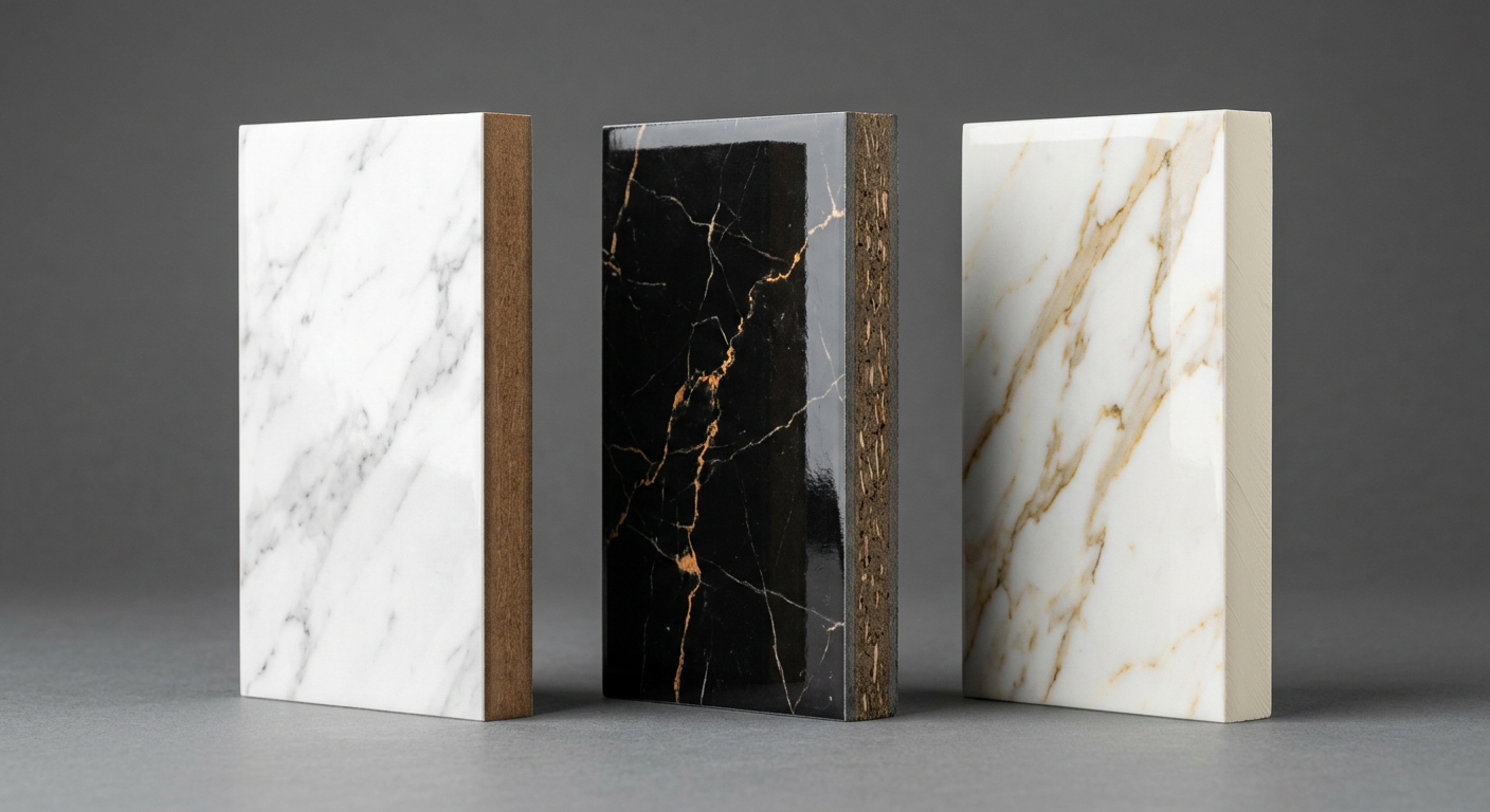 Comparison of PVC, WPC and bamboo charcoal UV marble panel substrates