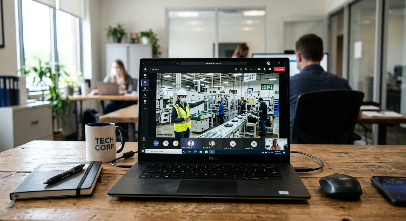 Video call factory audit showing production floor tour for bulk order verification