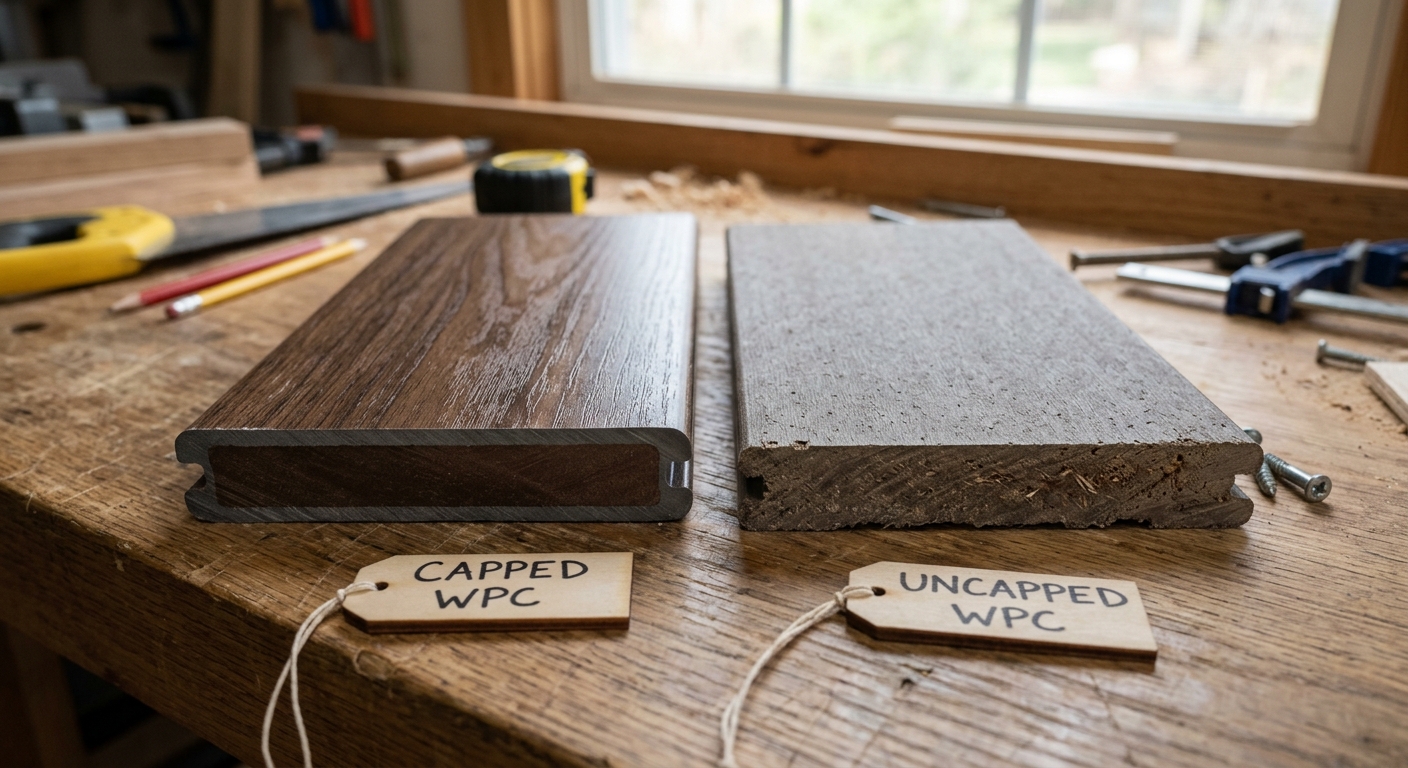 Comparison of capped and uncapped WPC fence panel samples