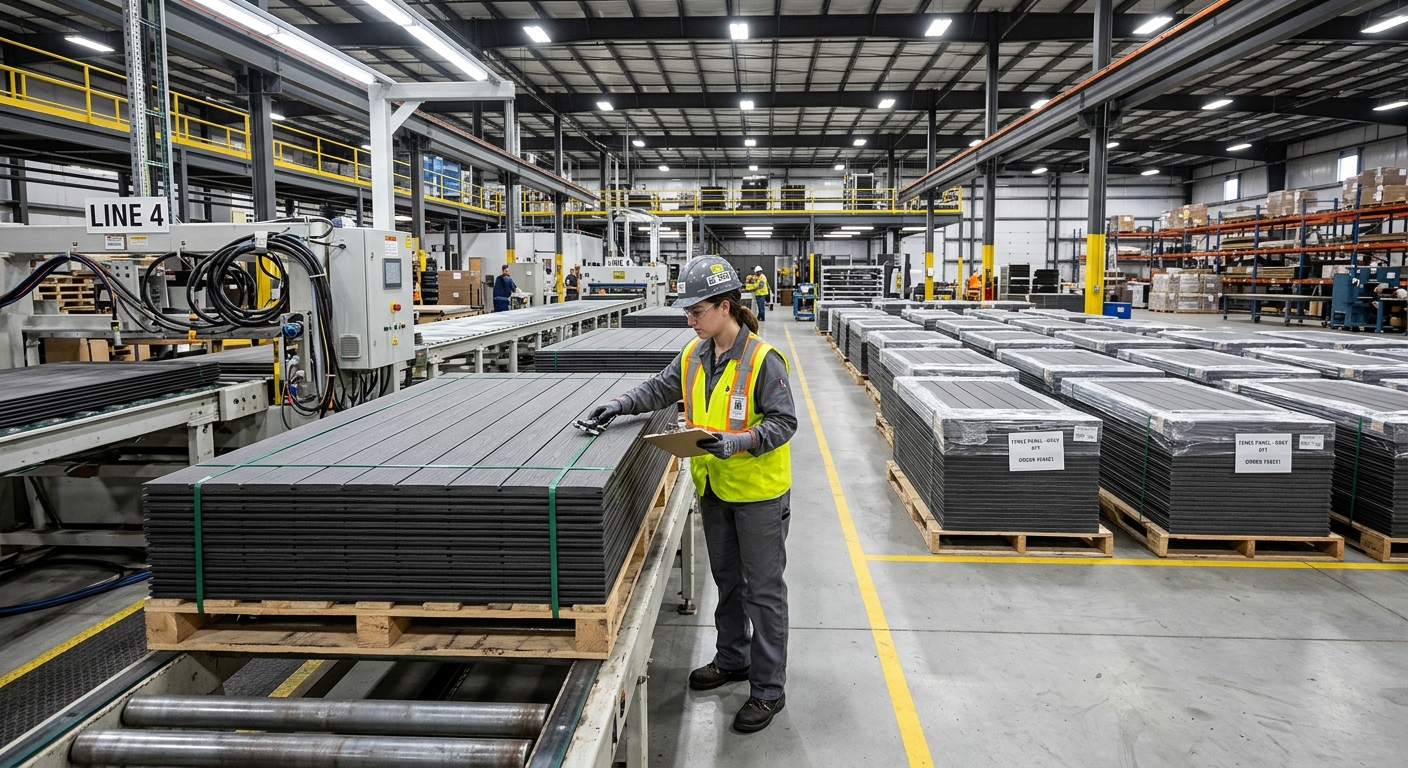 Factory quality control inspection of stacked WPC fence panels